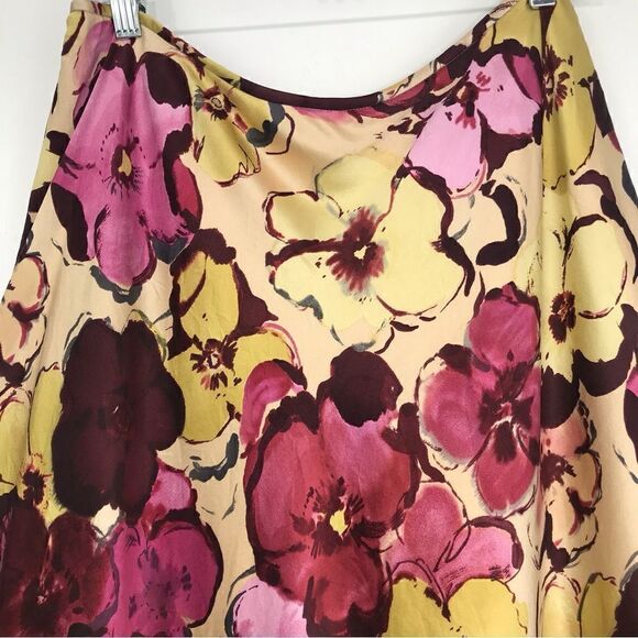 Pendleton Burgundy Cream Pink Floral 100% Silk Skirt - Picture 2 of 12